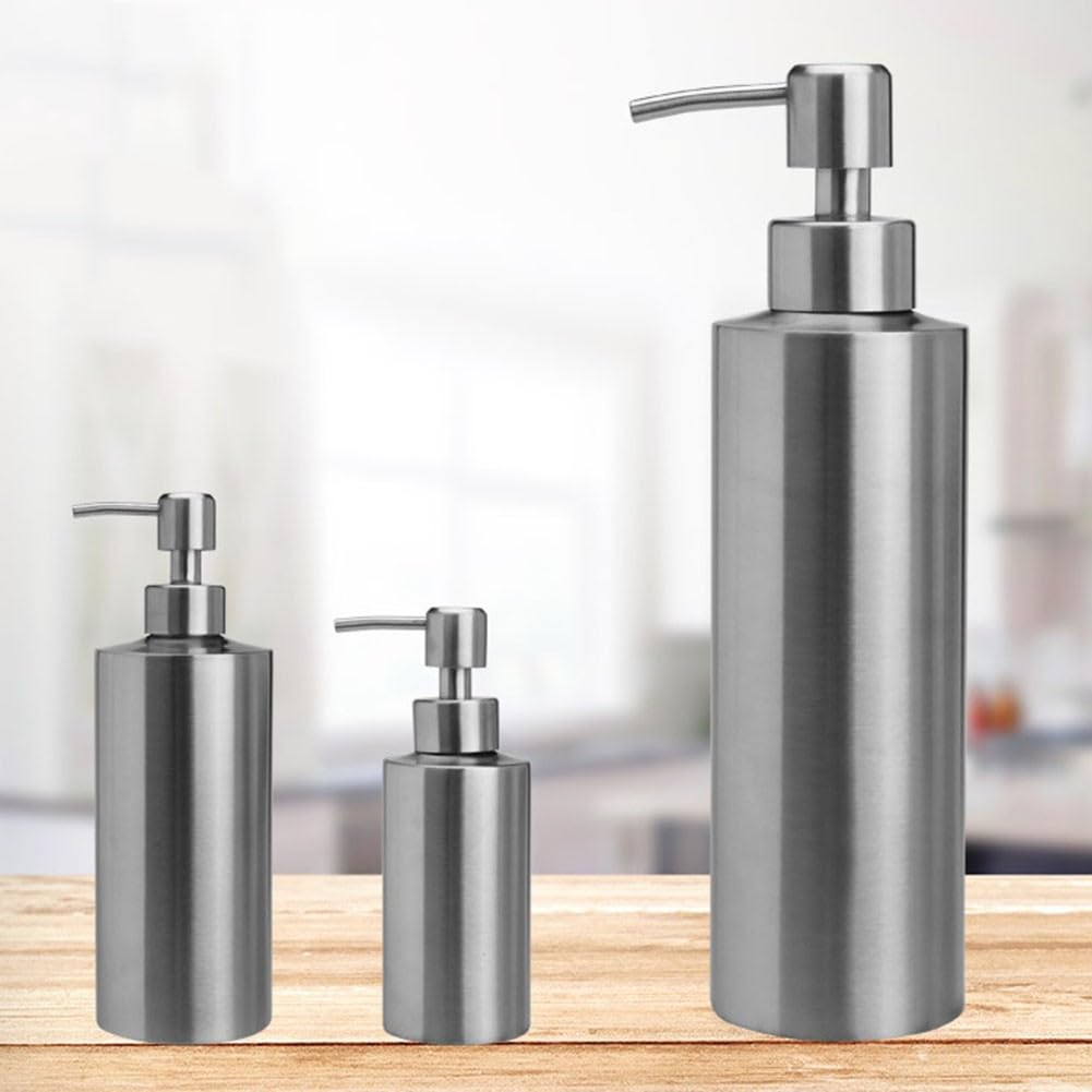 Dispensador de jabón de acero inoxidable de 350 ml, bomba de fregadero de baño de acero inoxidable 304, dispensador de jabón líquido para baño, cocina, cuarto de lavado
