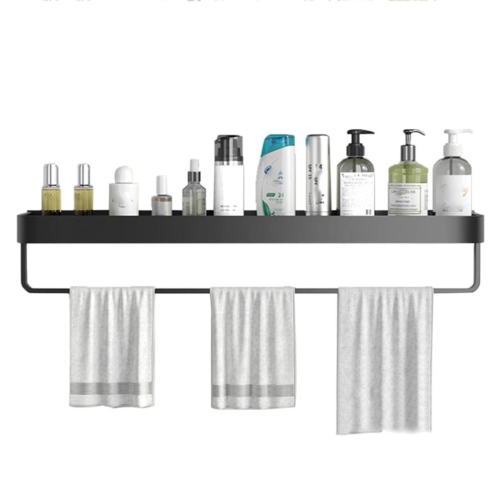 Caddy de douche noir 60cm en aluminium sans perçage pour WC