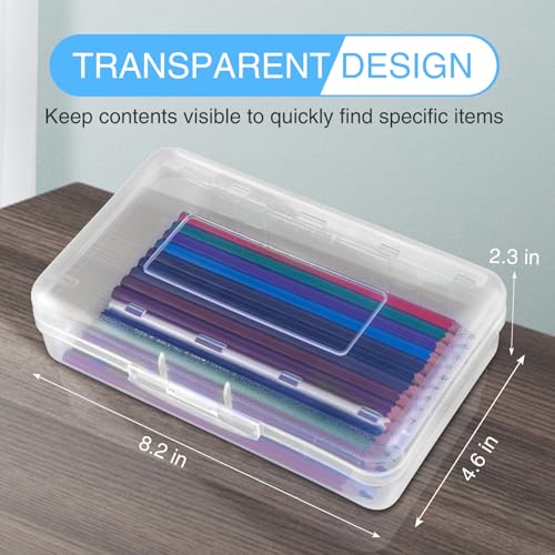 Image of Sooez 1 Pack Pencil Case, Clear Pencil Box with Stickers, Large Plastic Crayon Box with Snap-tight Lid, Stackable Storage Art Craft Marker Organizer for Kids Boys Back to School, Orange