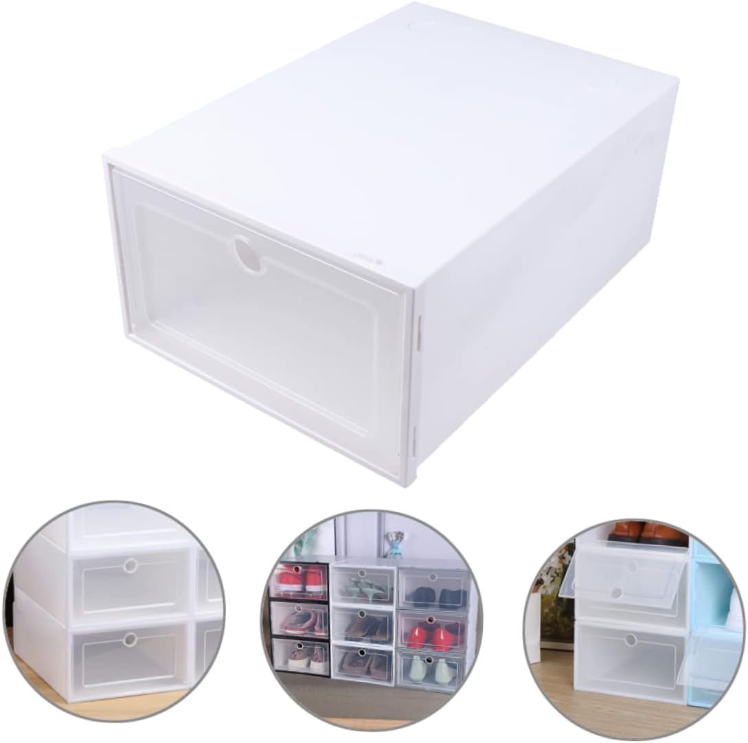 Stackable Shoe Box Dustproof Storage Container 6-Piece Set Drawer Type Organizer for Shoes for Closet and Home Use