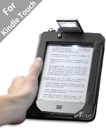 Acase(TM) Lighted Kindle Touch Leather Folio Case (Black)