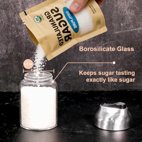 image for Aelga Glass Creamer, Milk Bottle Dispenser Set, 17oz + 12oz Glass Disp