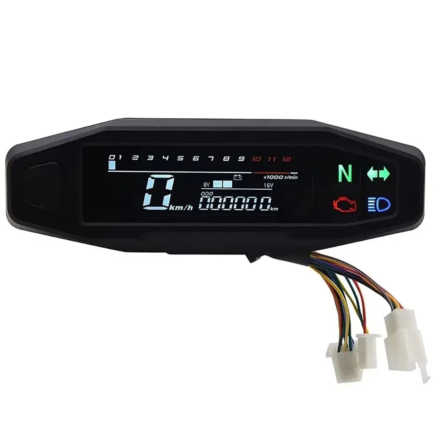 1Pcs Durable Universal Motorcycle Speedometer Tachometer Meters LCD Digital Dashboard Black Waterproof Oil Gauge