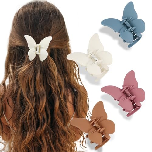 Fermagli per capelli a farfalla, multicolore, eleganti e carini, clip per capelli per ragazze, signore, donne, rosa, bianco, giallo, verdastro-blu, antiscivolo, per capelli spessi, sottili, lunghi e