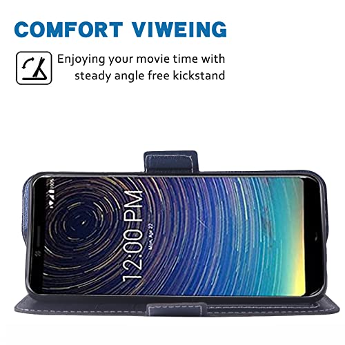 Wwaayssxa Compatible With Coolpad Legacy Wallet Case Wrist Strap Lanyard Leather Flip Card Holder Stand Accessories Phone Cover For For Cool Pad Alchemy 2019 3705A 3705As Cp3705As Cp3705A Blue #TOP3