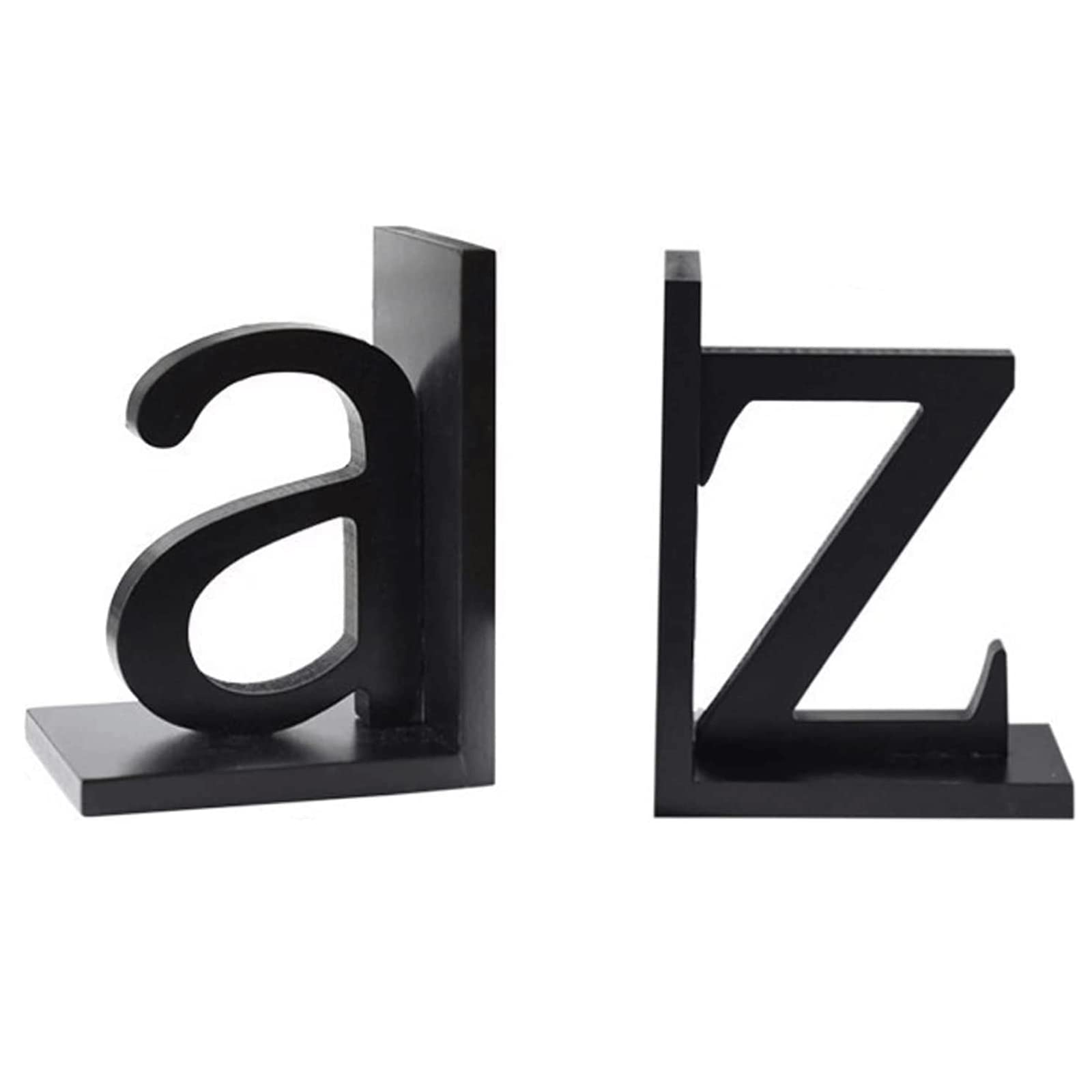 Bookends Letter Az Decorative Bookend Wooden Book Stoppers Heavy Duty Hold Books For Books Magazine Dvd 1pair Black Book Ends