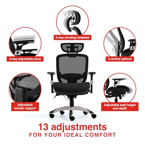STAPLES Hyken Ergonomic Office Chair | Adjustable Lumbar Support with Breathable Mesh, Swivel Desk Chair for Home Office, Black (XL) view 6