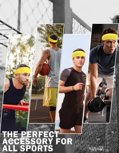Image of Headbands for Men & Women, Sweat Headband Non-Slip Sweatband Sports Running Cycling Yoga Basketball Workout Football Training