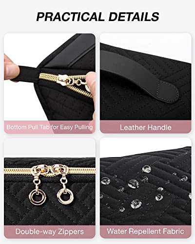 Image of BAGSMART Makeup Bag Cosmetic Bag, Travel Makeup Bag,Water-resistent Makeup Bags for Women Portable Pouch Open Flat Make Up Organizer Bag for Toiletries, Brushes Black