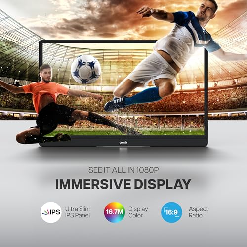 Image of GEONIX 15.6 Inch Full HD 1080p, True IPS, Ultra Slim, 16:9 Aspect Ratio, 16.7M Colors, 72% sRGB, 2 Inbuilt Speakers with Foldable Kickstand Portable Monitor, Black (1 Year Warranty)