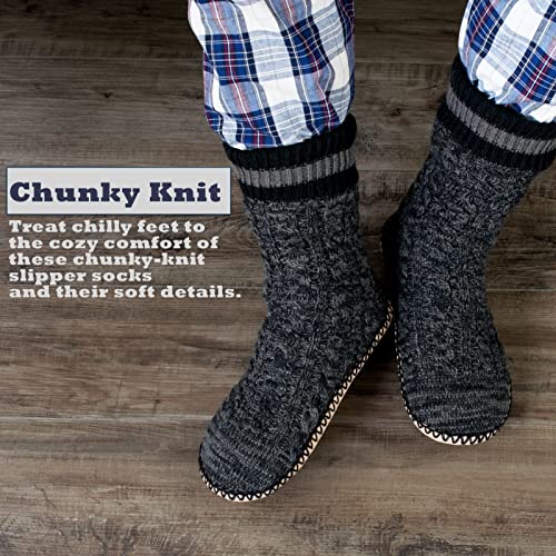 Cozylook Mens Slipper Socks Fleece Lined Non-slip Soles, Winter Soft Thick Cozy Home Boots, Warm Fuzzy House Shoes Indoor2