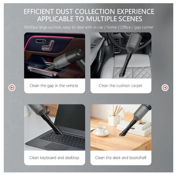 Image of Portable Handheld Mini Vacuum Cleaner, Cartridge Filter, for Upholstery, Cordless USB Rechargeable with Dusting Brush, 150 Grams