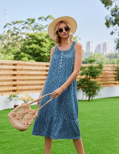 Image of Ekouaer Women's Nightgowns Long Sleeveless Night gown with Pockets Soft Ladies Nightdress
