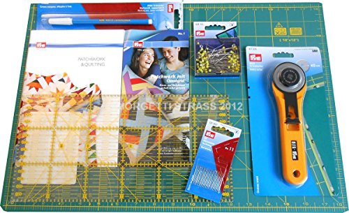 Prym Starter Kit per Patchwork Tappetino Tappeto 60cm x 45cm autorigenerante taglierino Rotante 45mm OLFA Base Taglio