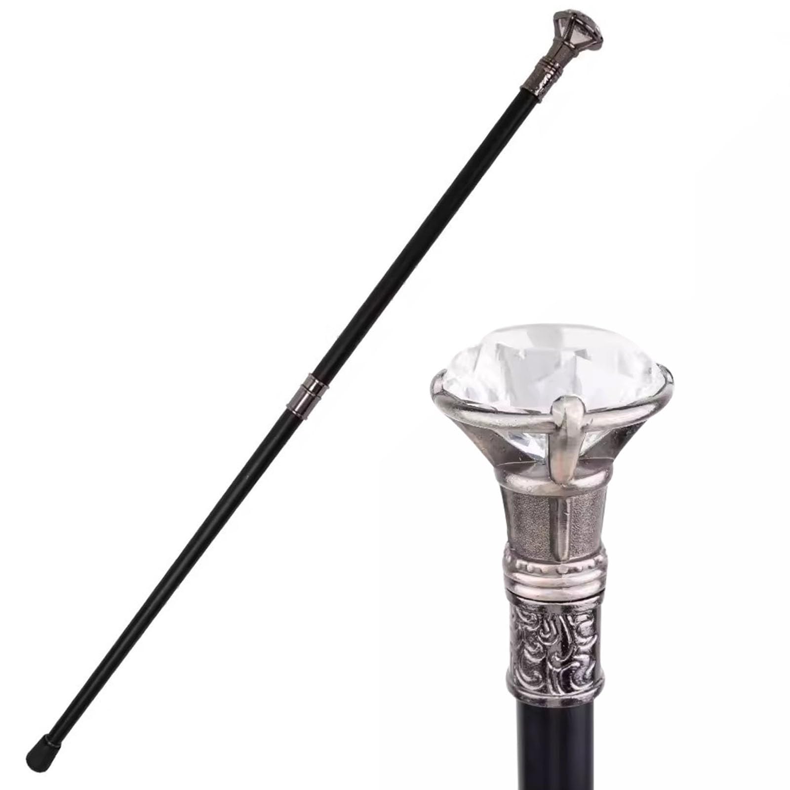 Bastone da passeggio con testa di diamante da gentiluomo da 36 pollici elegante bastone da passeggio per anziani bastoncini da magnaccia per uomo e donna(silver,91cm/35.8in) | 36 pollici elegante bastone da passeggio per anziani bastoncini da magnaccia pe