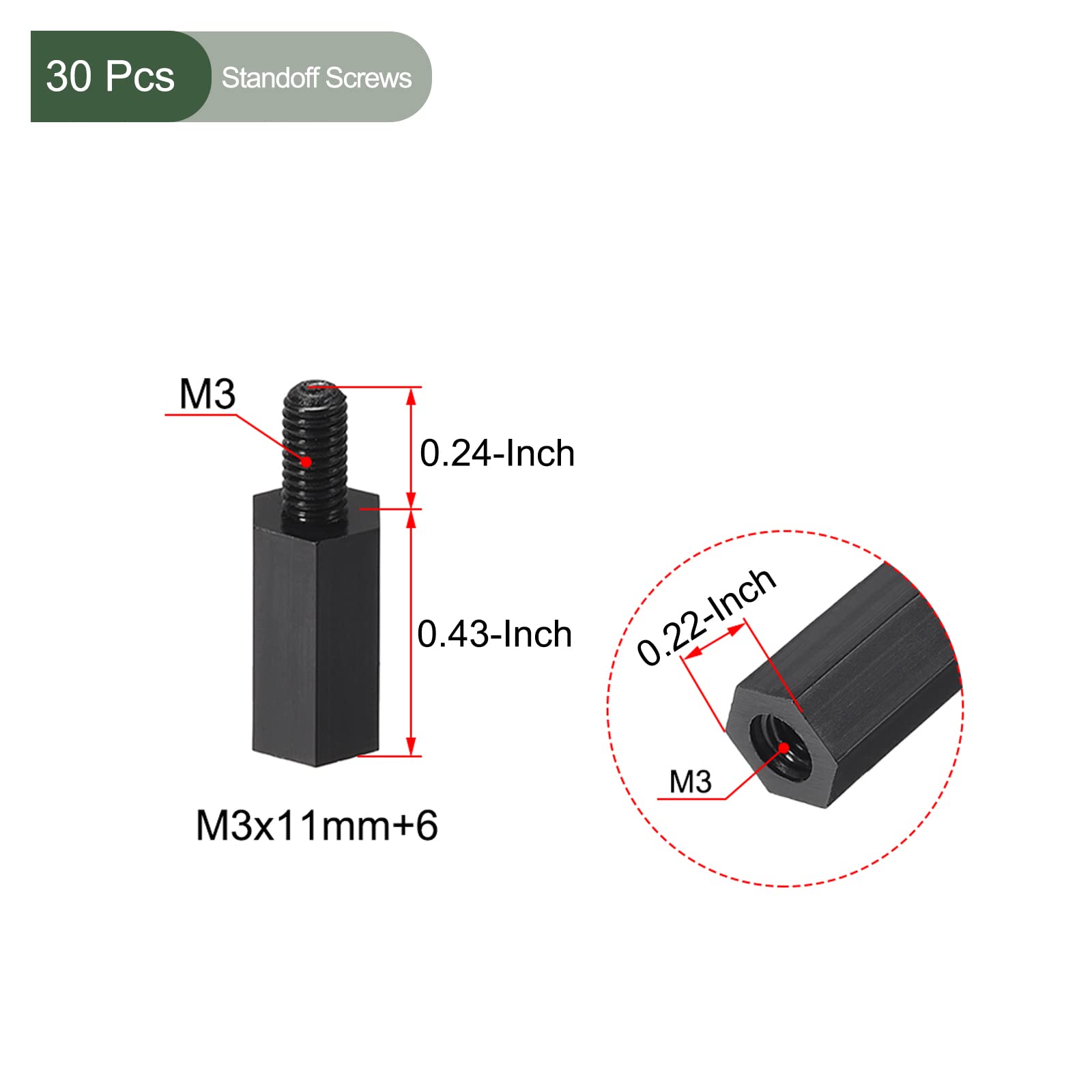 YOKIVE 30 Pcs M3 Standoff Screws, Nylon Hex PCB Standoffs with High Insulation Effect, Keep Height Consistent - Image 2