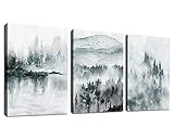 Indigo Forest Mountain Wall Art Abstract Watercolor Landscape Shanshui Canvas Pictures Modern...