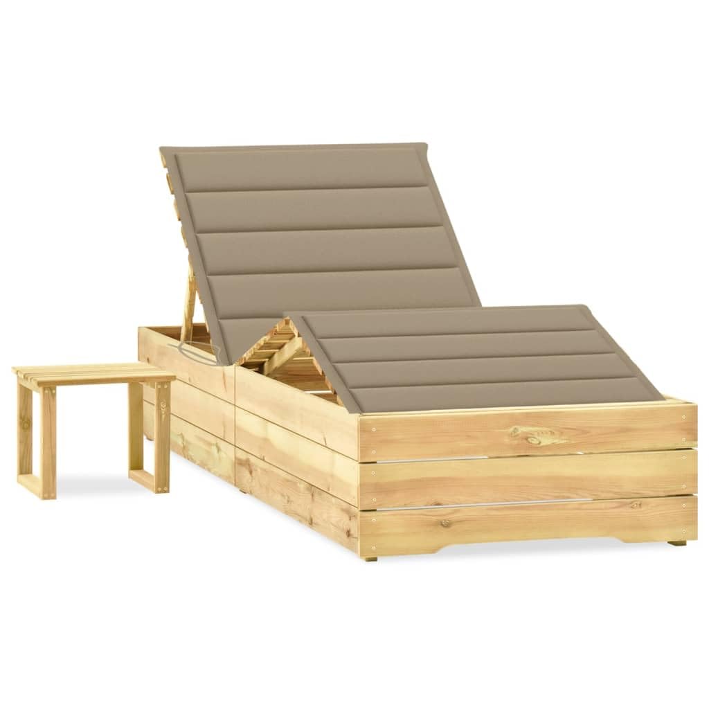 Leżak ogrodowy z drewna sosnowego, impregnowany, z nakładką i stołem, regulowany, odporny na warunki atmosferyczne, na taras, balkon, kemping, relaks, zajmuje mało miejsca, ergonomiczny