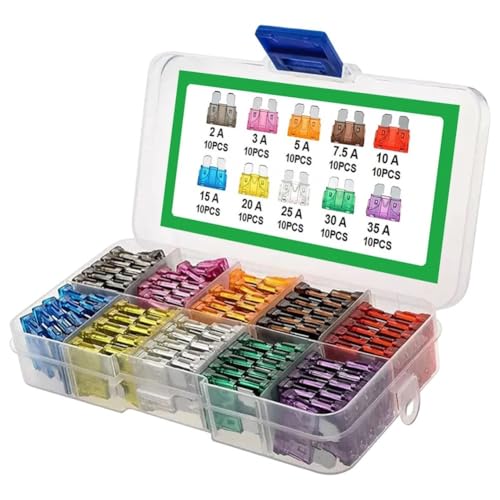 Kit de 100 fusibles para auto: 2A, 3A, 5A, 7.5A, 10A, 15A, 20A, 25A, 30A y 35A