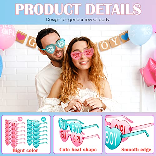 Konohan Gender Reveal Glasses Blue and Pink Sunglasses Frameless Team Girl and Team Boy Decor for Gender Reveal Party4