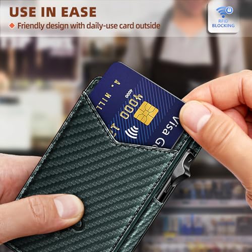 Image of BULLIANT Men Slim Leather Wallet Metal Case Money Clip-Magnetic Closure