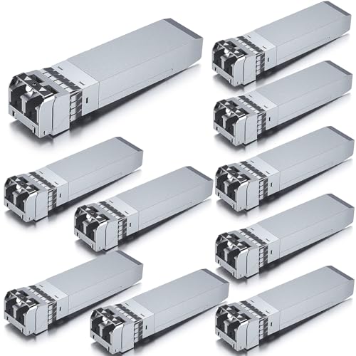 Image of 10Gtek 25G SFP28 SFP+ SR Transceiver, 25GBase-SR Duplex LC MMF Optical Module for Cisco SFP-25G-SR-S, 850nm, DDM, up to 100m, Pack of 10