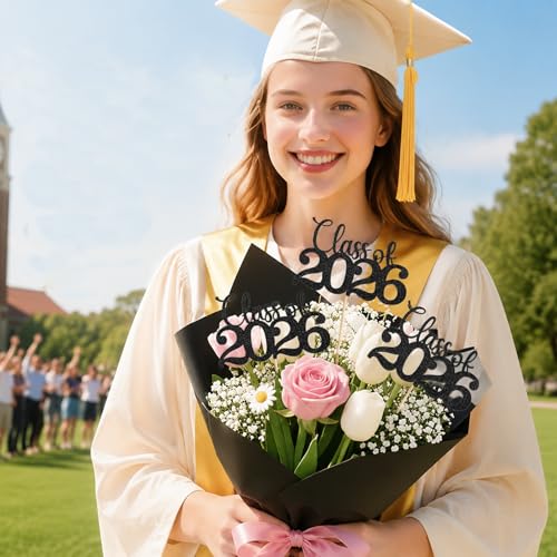 Image of Class of 2026 Decorations, 20Pcs Graduation Centerpieces for Tables, 2026 Graduation Table Decorations Grad Sticks Picks for Flower Bouquet Vases