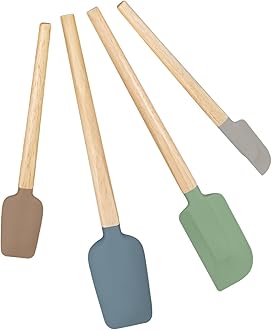 Silicone Spatula Set, Food Grade Rubber Spatula-4 Piece Nonstick Rubber Spatulas, Spoonula, Jar Scraper for Cooking, Baking, Mixing, Frosting - Heat Resistant Up to 600°F (Spatulas-Colorful)