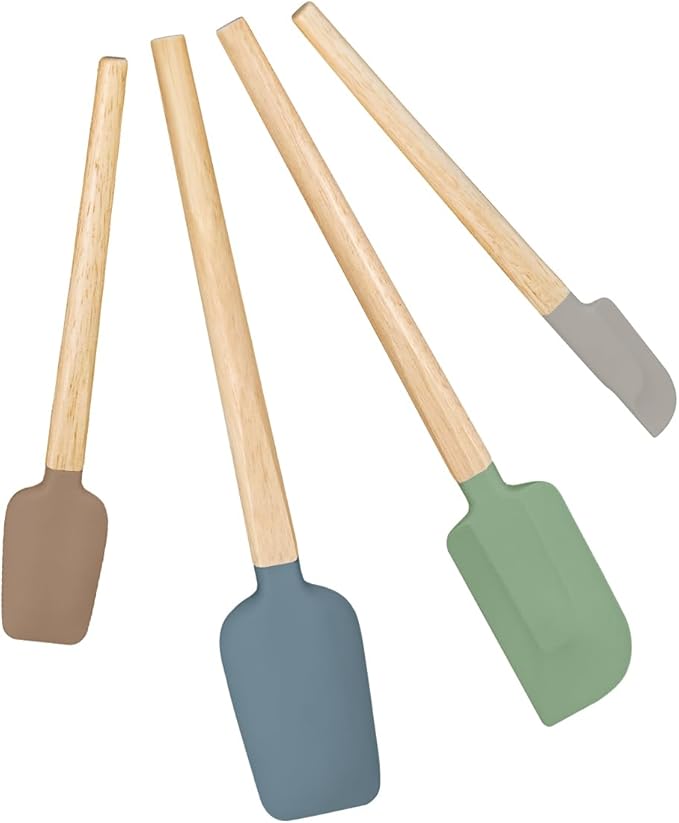 Silicone Spatula Set, Food Grade Rubber Spatula-4 Piece Nonstick Rubber Spatulas, Spoonula, Jar Scraper for Cooking, Baking, Mixing, Frosting - Heat Resistant Up to 600°F (Spatulas-Green)