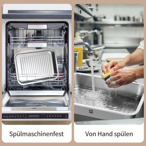 Grill Servierplatte mit Deckel und Vorbereitungs, 5 teiliges Grillschale Edelstahl Set,Vorbereitungsschale Marinierplatte Edelstahl Schneidebrett Abtropfgestell für BBQ Camping, Backen, Kochen