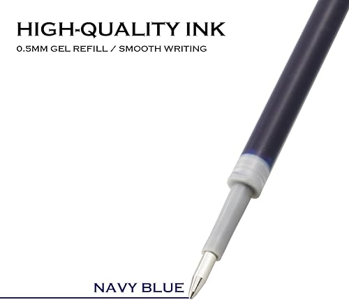 Miniatura 4 de DunBong Recambios de tinta de gel azul marino, repuestos de bolígrafos de gel líquido, línea fina de 0.020 in, juego de 10 unidades (azul marino)