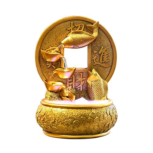 Fuente cascada de mesa con carpas koi doradas para meditación en casa 2