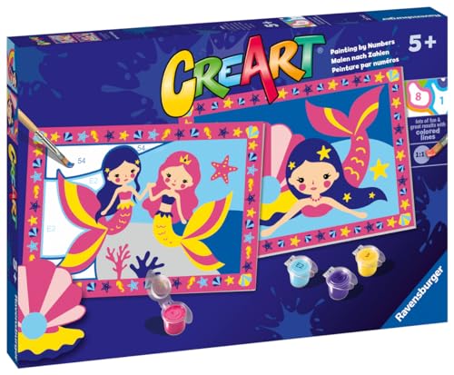 Ravensburger - CreArt Junior Magiche Sirene, Kit dipingere bambini 5+ anni