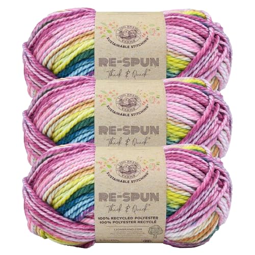 Image of Lion Brand Yarn, Re-Spun T&Q Yarn, Meadow Flowers, Multicolor, 3 Pack