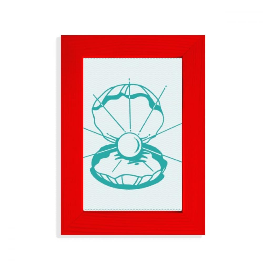 Cadre photo rouge festonné vert motif mer et océan pour affiche murale originale