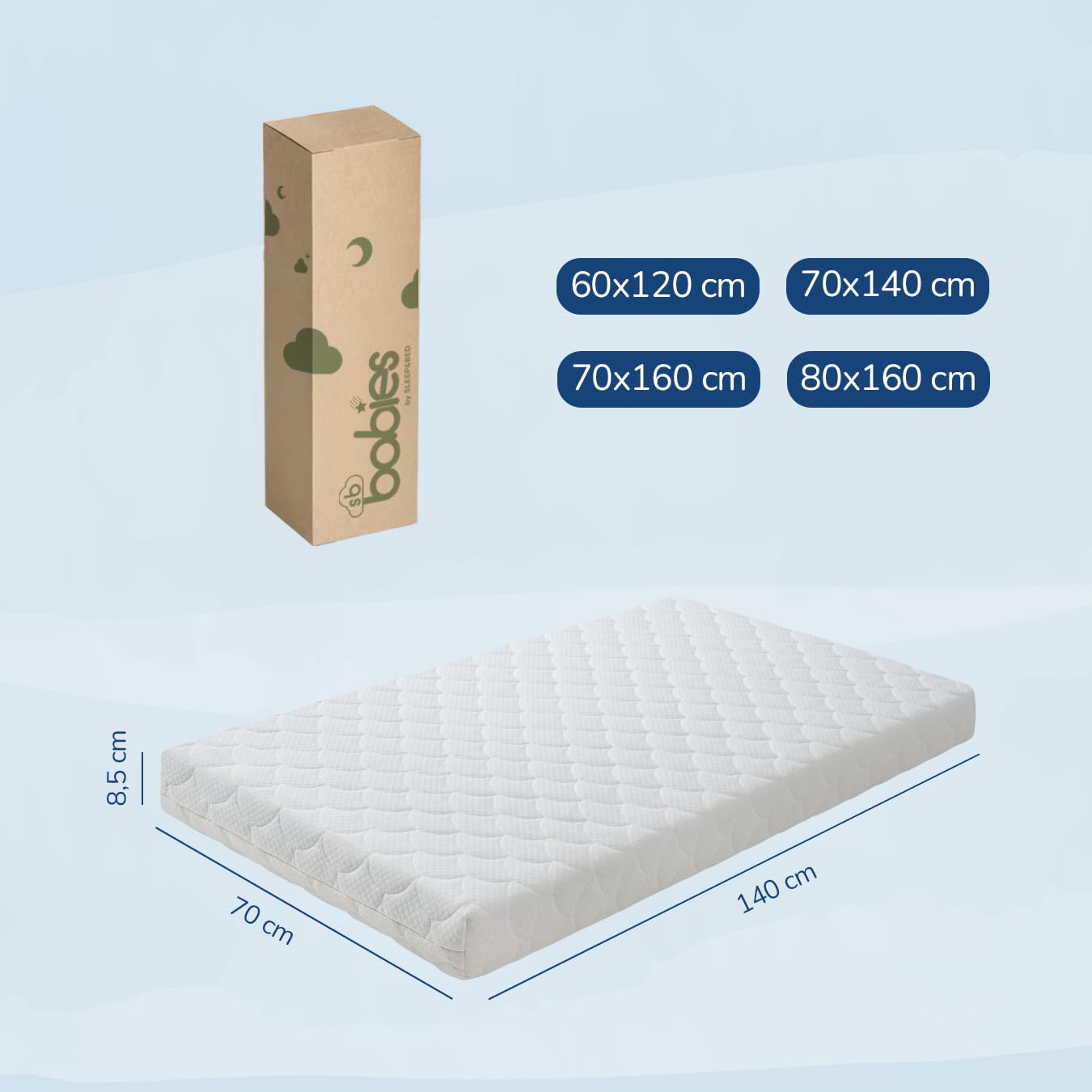 SLEEP&BED Baby matratze 70 x 140 Kindermatratze für Babybett Atmungsaktive