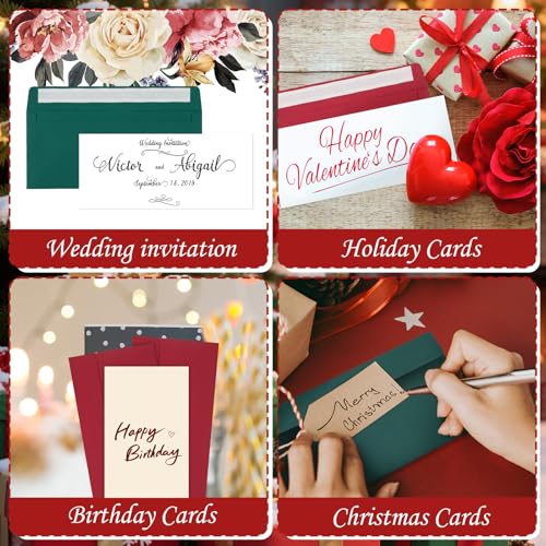Image of Outus 500 Pcs #10 Colored Envelopes Business Adhesive,Dark Red and Green