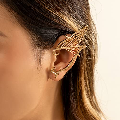 Ymqewq Kenfery Vintage Elves Ear Cuff 1 Pcs Retro Pierced Ear Wrap Cartilage Stud Earring Gothic Girl's Filigree Elf Cosplay Ear Butterfly Jewelry For Women Girls (Gold) #TOP23