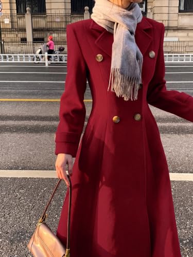 Image of IDEALSANXUN Womens Long Wool Coat Fall Winter Double Breasted Trench Coat Peacoat Jackets
