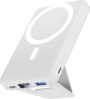 Wireless Portable Charger, Podoru Foldable Magnetic 10000mAh Power Bank 15W Fast Wireless Charging 22.5W PD Type-C Lighting LED Display Mag-Safe Battery Pack for iPhone 14/13/12/Mini/Pro/Pro Max-Grey