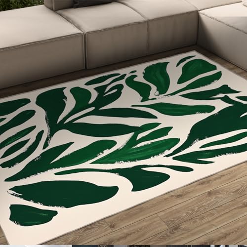 Grand tapis de sol abstrait vert 60x120cm à feuilles de style minimaliste - 2