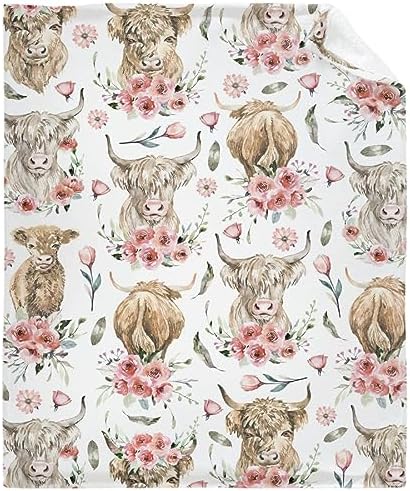 JOCASA Highland Cows Blanket Gifts Flannel Lightweight Soft Cozy Blankets Trows Bedding Kids Adult Couch Sofa Bedroom Camping Travel Girls Boys 40″x50″ for Kid