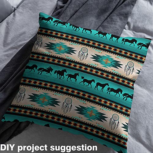 Premium Horse Upholstery Fabric - Dream Catchers Design for Cowboy and Cowgirl Decor, Southwestern Aztec Patterns, Bohemian Wildlife Theme, 1 Yard of Versatile Green Fabric 5 Premium Horse Upholstery Fabric - Dream Catchers Design for Cowboy and Cowgirl Decor, Southwestern Aztec Patterns, Bohemian Wildlife Theme, 1 Yard of Versatile Green Fabric - Image 4