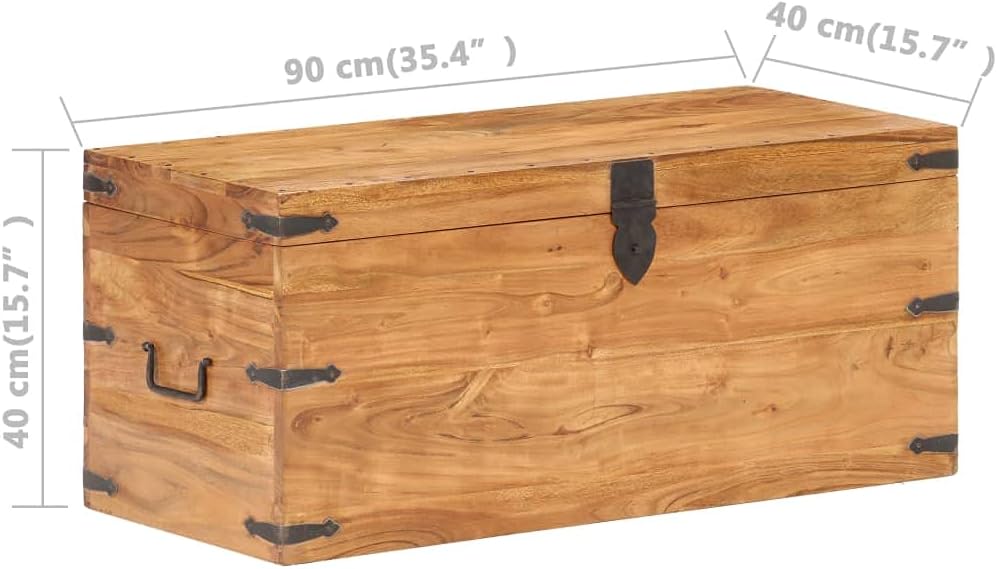 Solid Acacia Wood Storage Chest Rectangular Trunk with Lockable Latch, Natural Finish for Living Room Bedroom Hallway Organization, Spacious Durable Furniture for Clothes