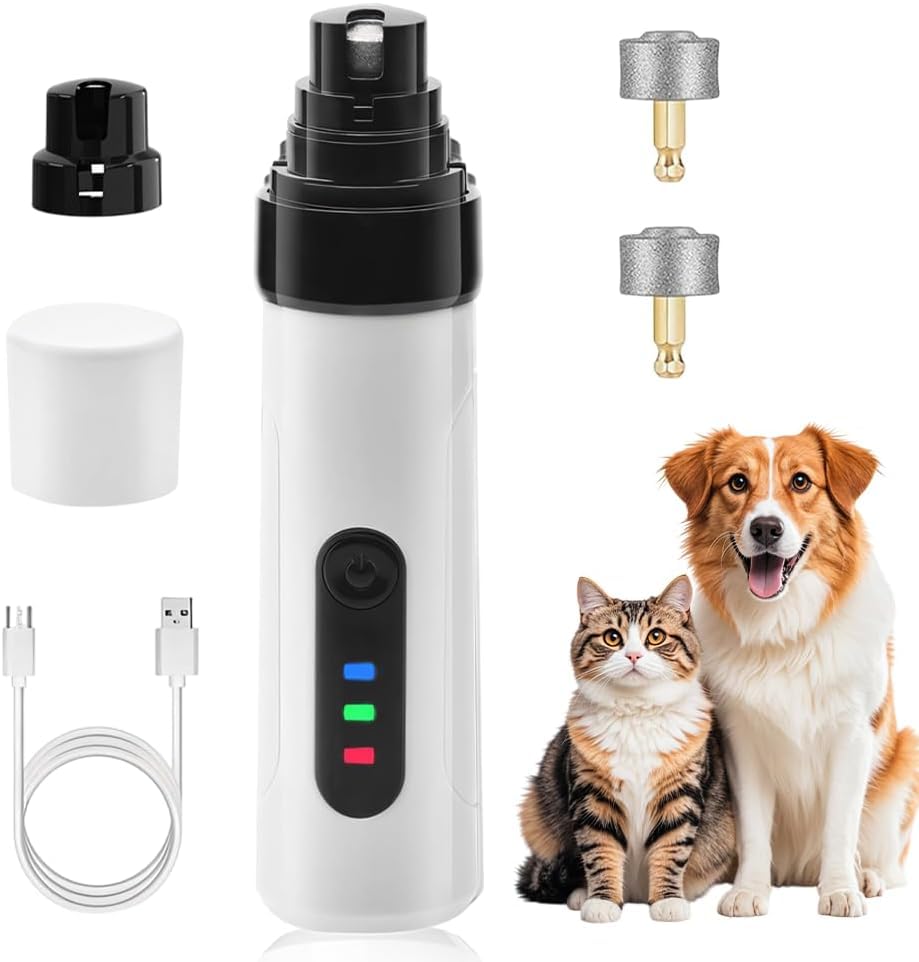 Silent Groom Pro Nail Grinder for Dogs | 2025 New Rechargeable USB Pet Nail Trimmer with Smoothing Tool | Safe & Quiet Pet Paws Grooming Kit Trimming (2)
