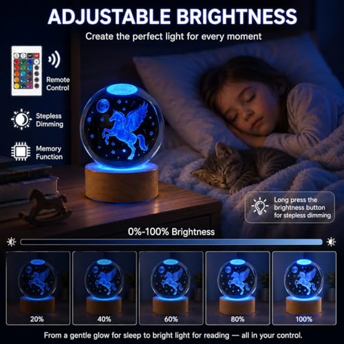 Image of Large 3D Horse Lamp, Crystal Night Light 16 Color Changing with Remote Control for Bedroom Decor, Horse Figurines