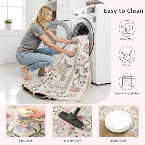 Tapete decorativo floral lavable 5x7 suave y antideslizante miniatura 7