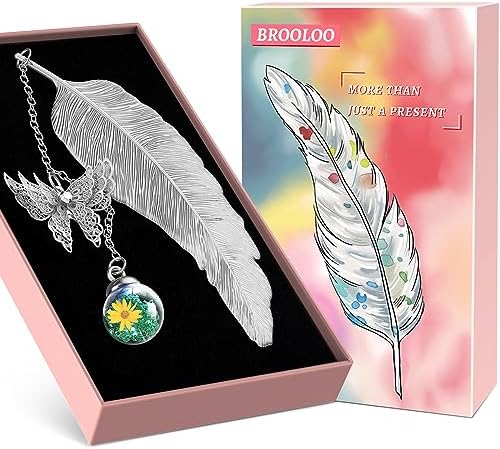 Teacher Christmas Gifts for Women Mom: Stocking Stuffers for Wife Women Metal Feather Bookmarks Vintage Butterfly Gifts for Women Unique Meaningful Reading Gifts for Book Lovers Ladies Friends Female