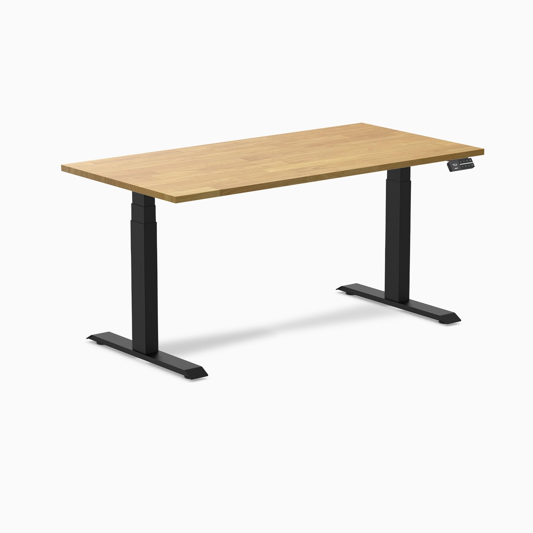 Desky Dual Rubberwood Sit Stand Desk Light Oak 60" Matte Black