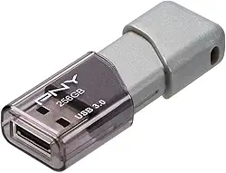 PNY Flash Drive Turbo Attache 3 USB 3.0 de 256 GB, cinza (pacote com 1)